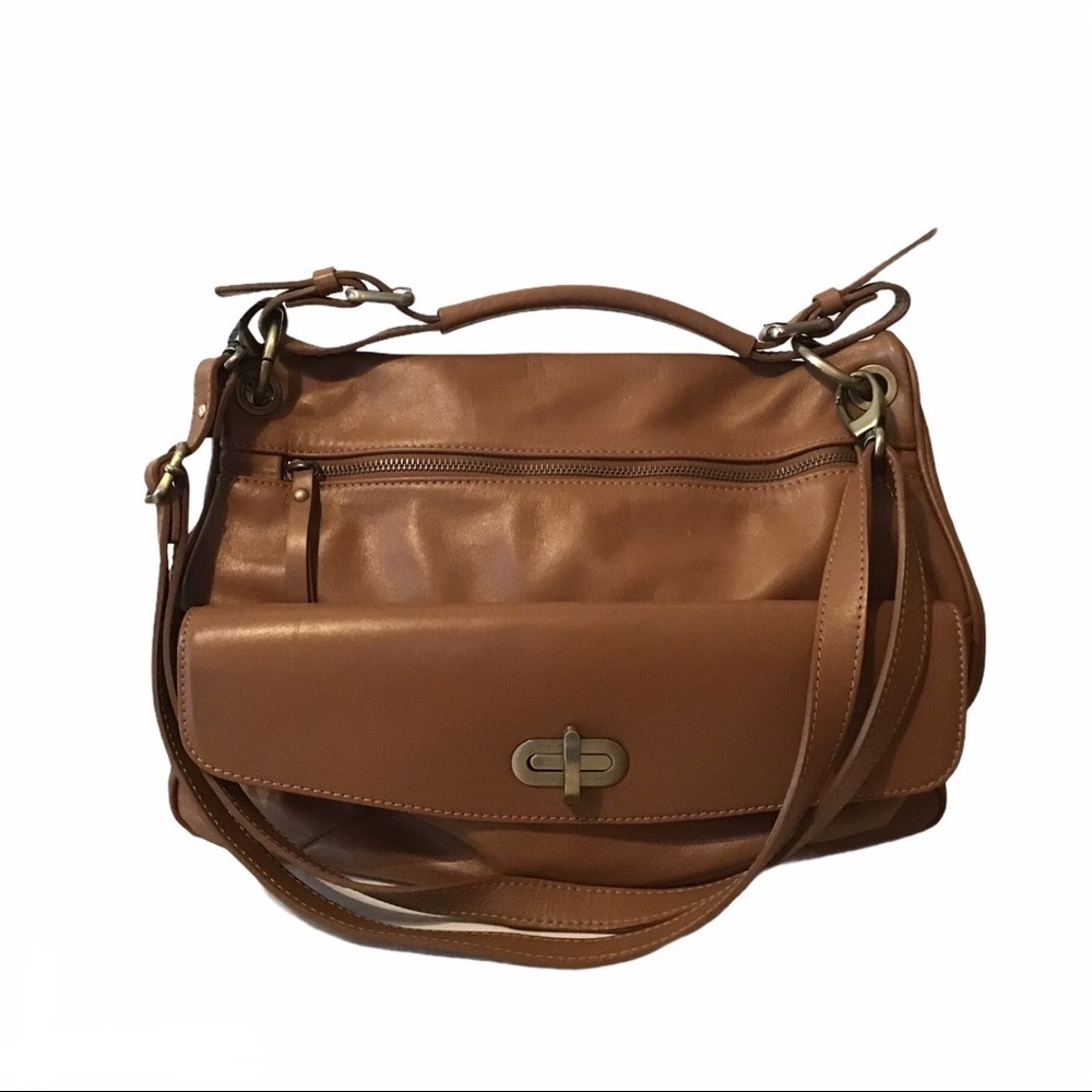 Pulicati Italian Leather Camel Color Handbag